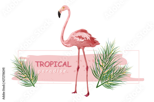 Flamingo banner Vector. Summer Sale promotion abstract background templates