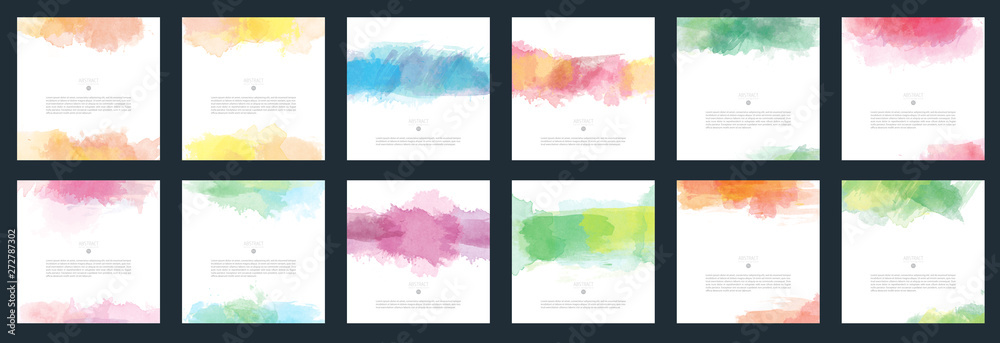 Big set of vector light colorful watercolor background for poster, brochure or flyer - obrazy, fototapety, plakaty 