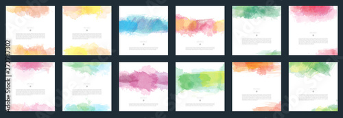 Big set of vector light colorful watercolor background for poster, brochure or flyer