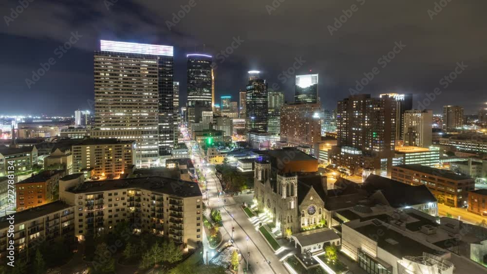 Time lapse of the Minneapolis Minnesota skyline at night Time lapse of the Minneapolis Minnesota skyline at night