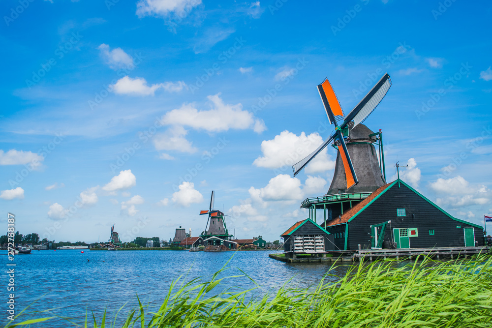 Dutch windmills in Zaanse Schans Holland