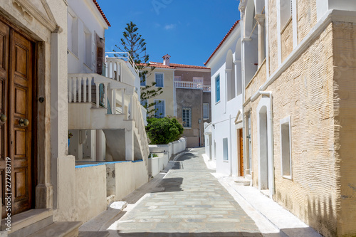 The streets of the town of Chora (Cyclades, Andros Island, Greece).