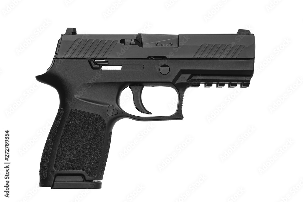 Black gun pistol isolated on white Black gun pistol isolated on white