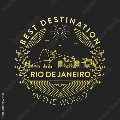 Vector Rio de Janeiro City Badge, Linear Style