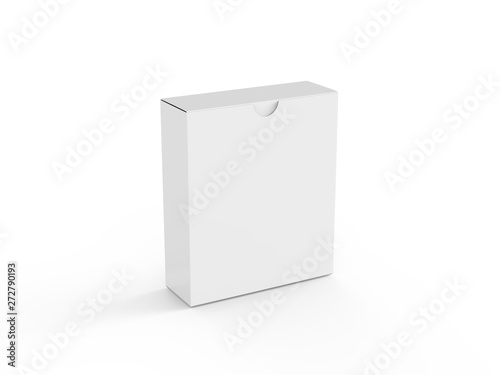 White blank flat box mock up template on isolated white background, ready for design presentation, 3d illustration