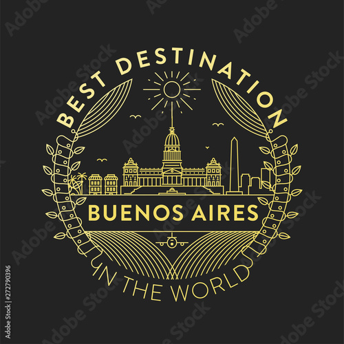 Vector Buenos Aires City Badge, Linear Style
