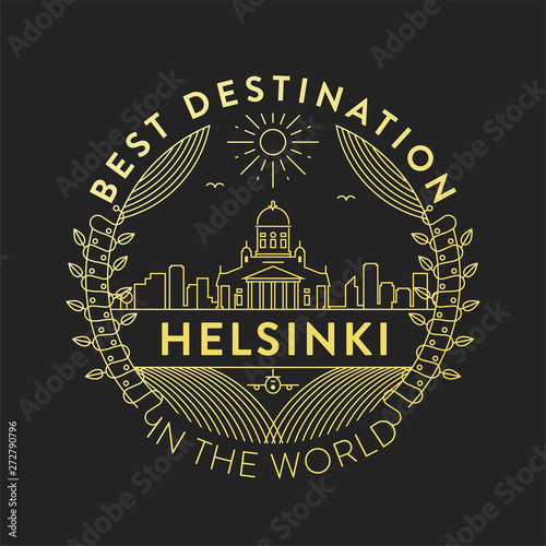 Vector Helsinki City Badge, Linear Style