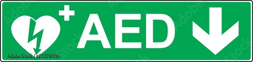 defibrillator emergency sign (D.A.E., A.E.D.)