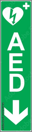 defibrillator emergency sign (D.A.E., A.E.D.)