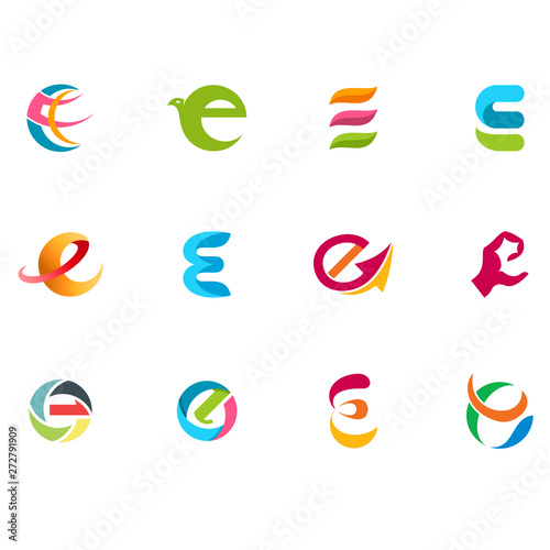 Letter E vector logo set, initial E logo symbol