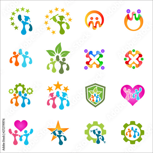 logo of successful people, graduation, workers, community and charitable foundation