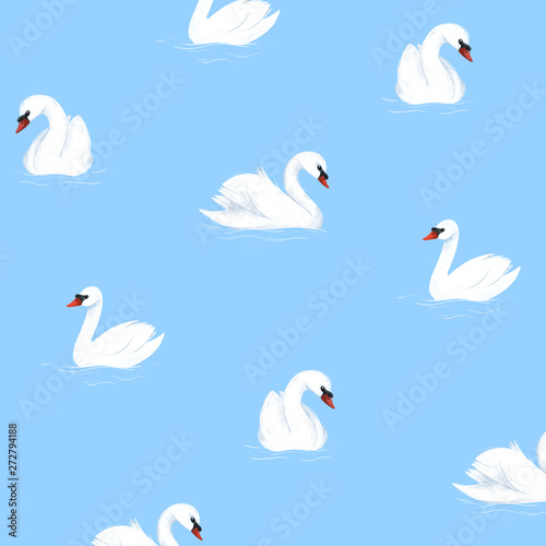 Cartoon swan  simple trendy pattern with swan. Cartoon  illustration for prints  clothing  packaging and postcards.