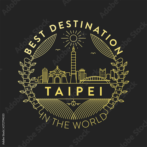 Vector Taipei City Badge, Linear Style