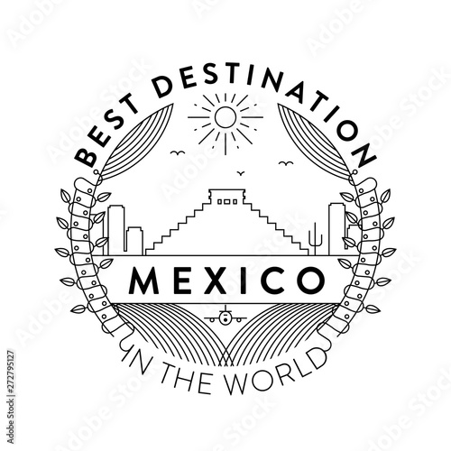 Vector Mexico City Badge, Linear Style