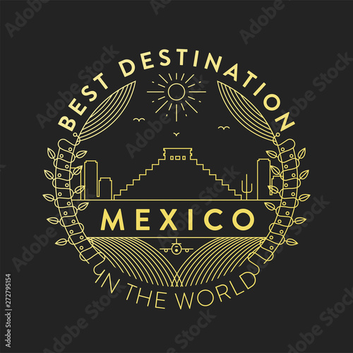 Vector Mexico City Badge, Linear Style