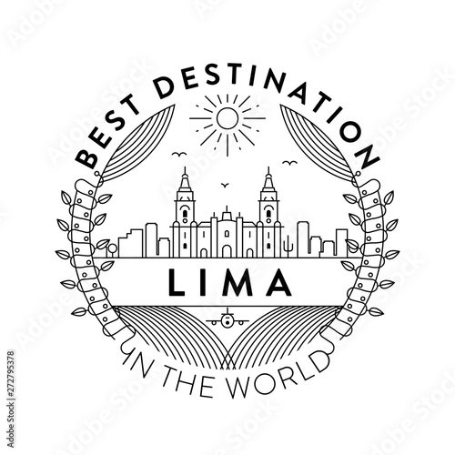 Vector Lima City Badge, Linear Style