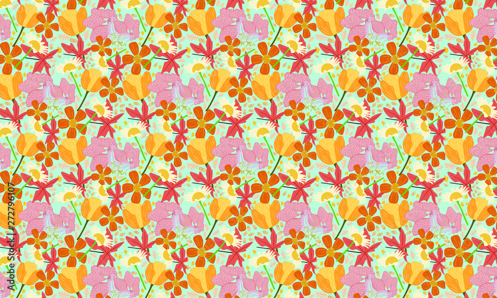 Retro Seamless Vector Floral Pattern