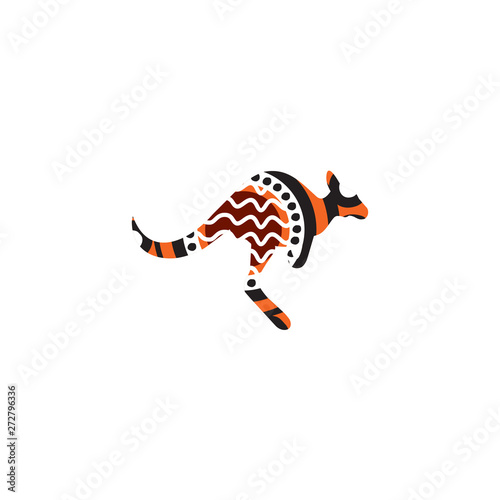 Kangaroo icon design with aboriginal art dots painting