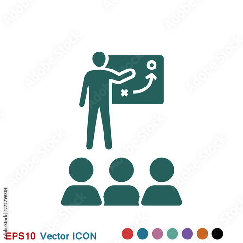 Coach icon, banner coaching concept, vector logo