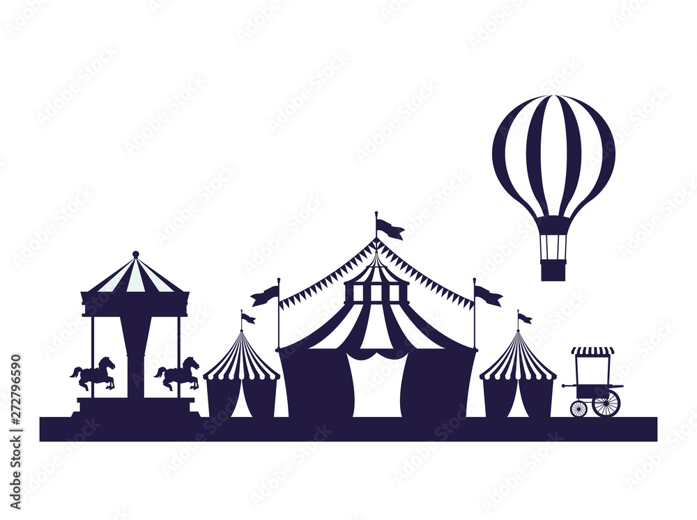 Circus festival fair scenery blue and white colors Circus festival fair scenery blue and white colors