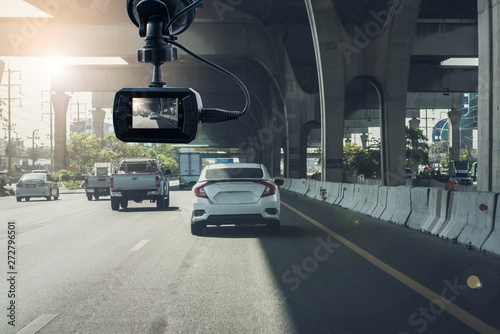 Obraz na płótnie CCTV car camera for safety on the road accident. w salonie