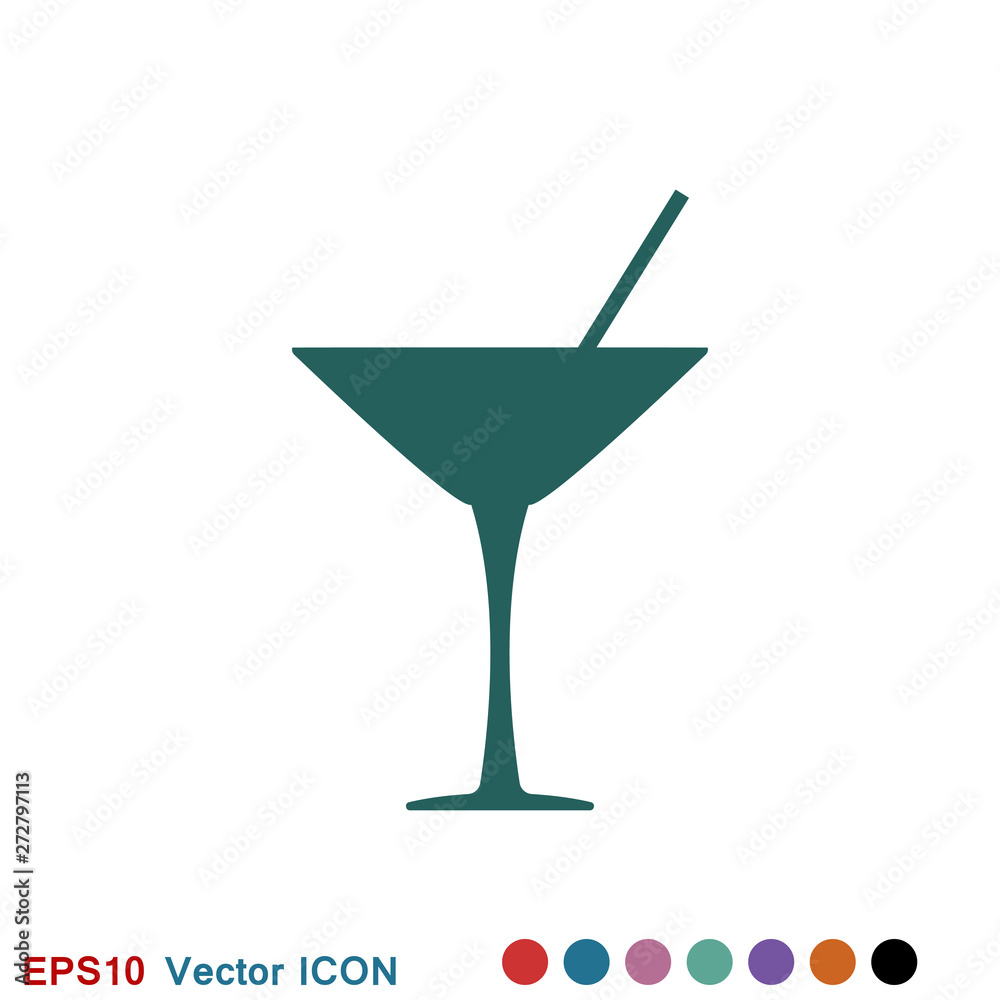 Cocktail icon vector, pictogram isolated on background. Symbol, logo illustration.