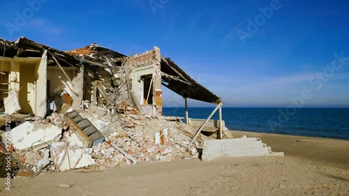 The ruins of an old abandoned house on the Mediterranean coast in Spain. 4K photo