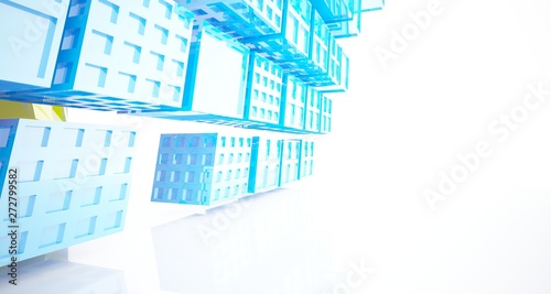 Wallpaper Mural Abstract white and colored interior multilevel public space with window. 3D illustration and rendering. Torontodigital.ca