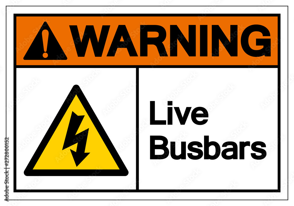 Warning Live Busbars Symbol Sign, Vector Illustration, Isolate On White Background Label. EPS10 Warning Live Busbars Symbol Sign, Vector Illustration, Isolate On White Background Label. EPS10