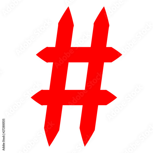Hashtag signs. Number sign, hash, or pound sign.
