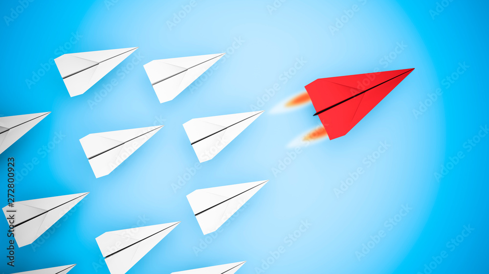 Leading concept with paper airplanes Leading concept with paper airplanes