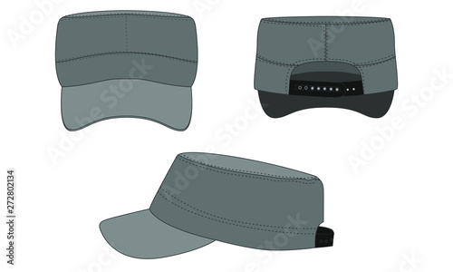 Cadet Cap Vector Drawing Fashion Techpack Mock Up Template  Design