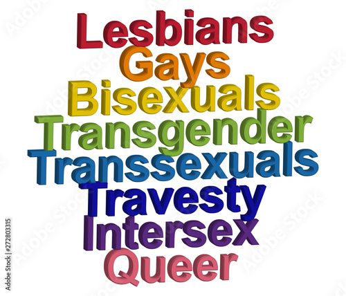 LGBT concept, motivating phrase in the colors of the rainbow. Decoding abbreviations LGBT. Lesbian, Gay, Bisexual, Transgender, Transsexual, Travesty, Intersex, Queer