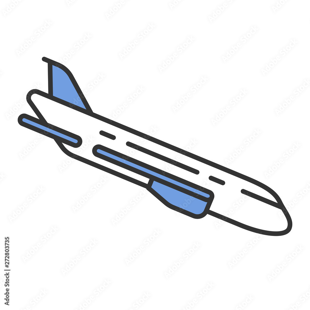 Plane flying down color icon Plane flying down color icon