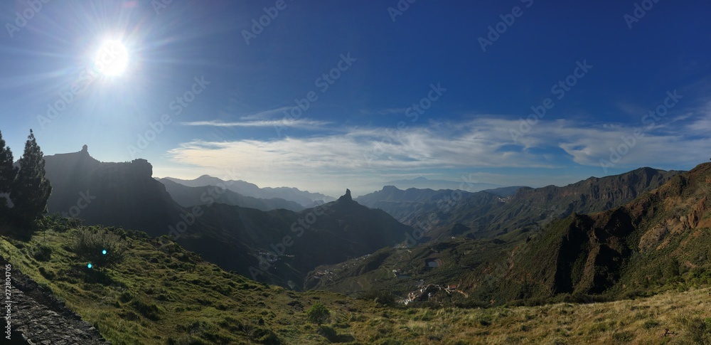 Panoramic view of sun over the mountains