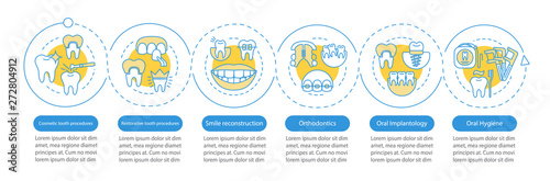 Dental clinic services vector infographic template