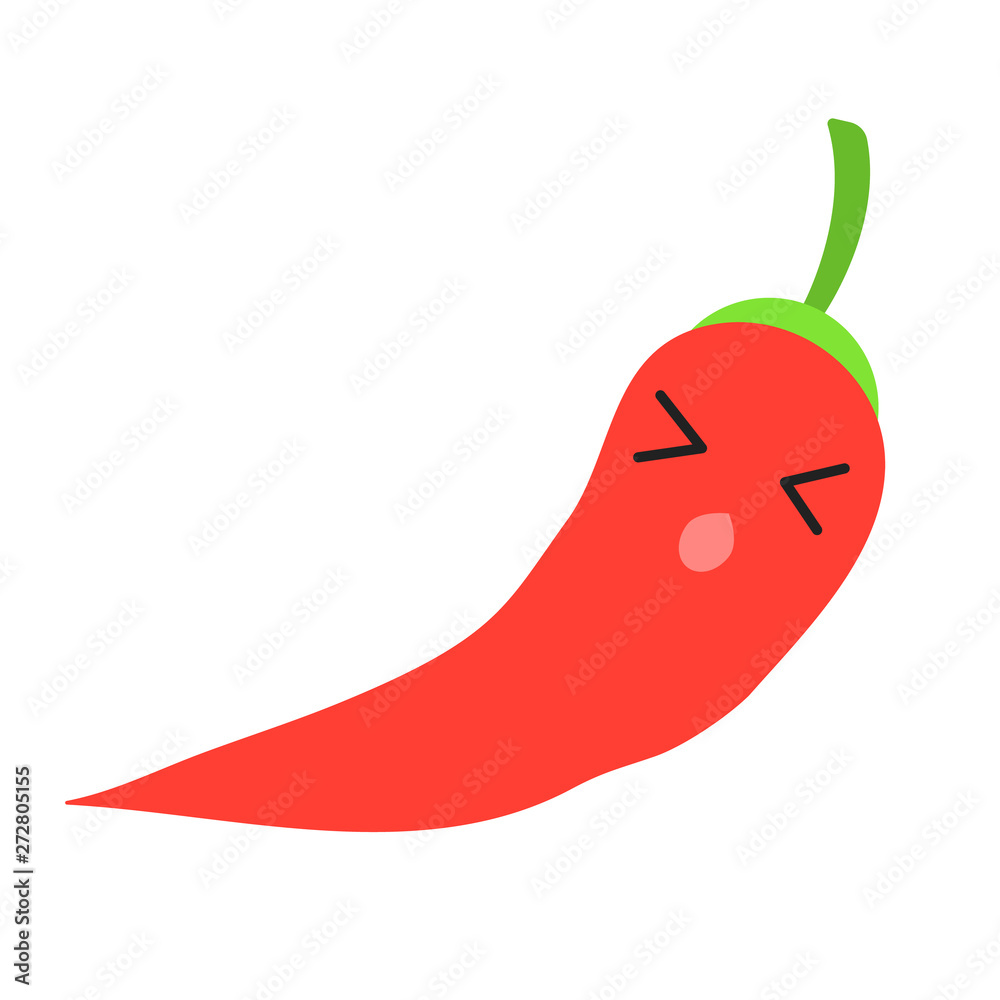 Chilli cute kawaii flat design long shadow character