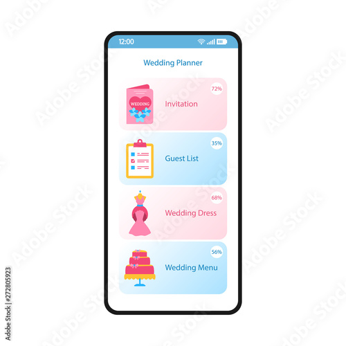 Wedding planner smartphone interface template