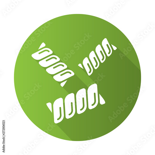 Gemelli pasta flat design long shadow glyph icon