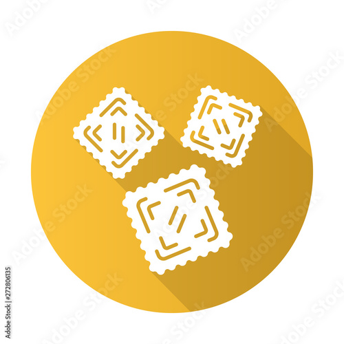 Ravioli flat design long shadow glyph icon