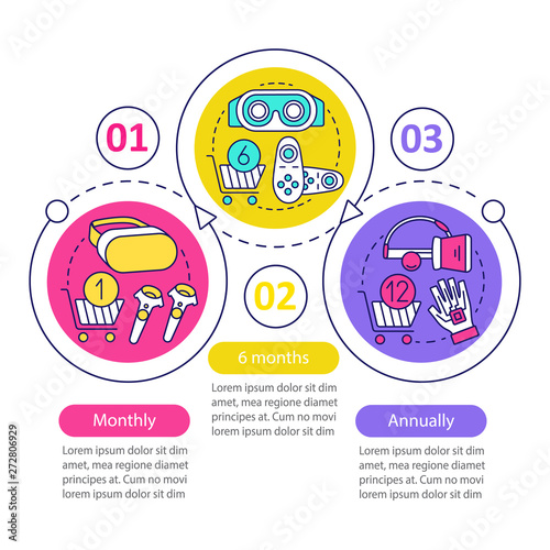 VR game subscription vector infographic template