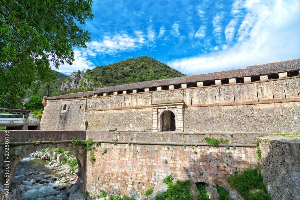 View of the courtyard of the fortress in Villefranche de Conflent, France