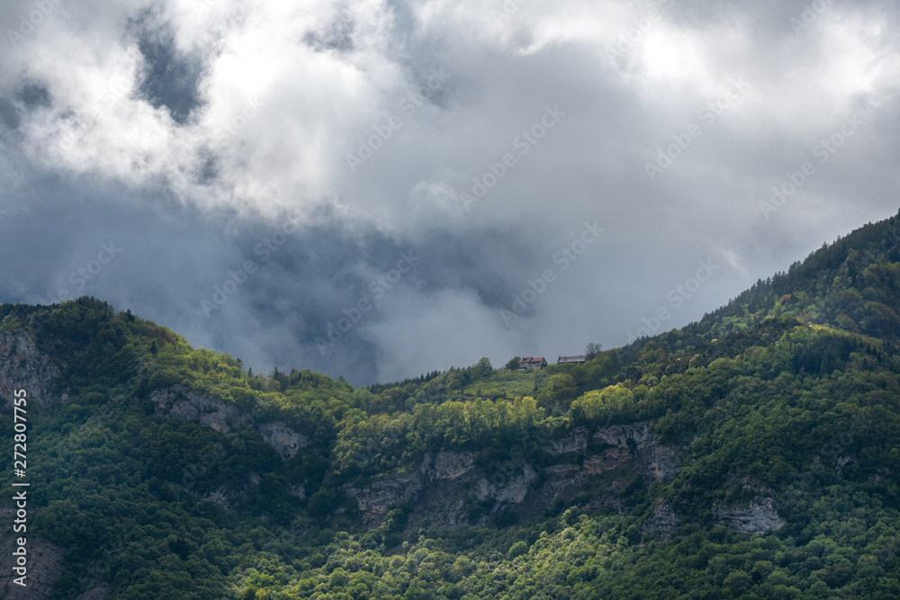 French landscape - Vercors. Panoramic view over the peaks of the Vercors in France.