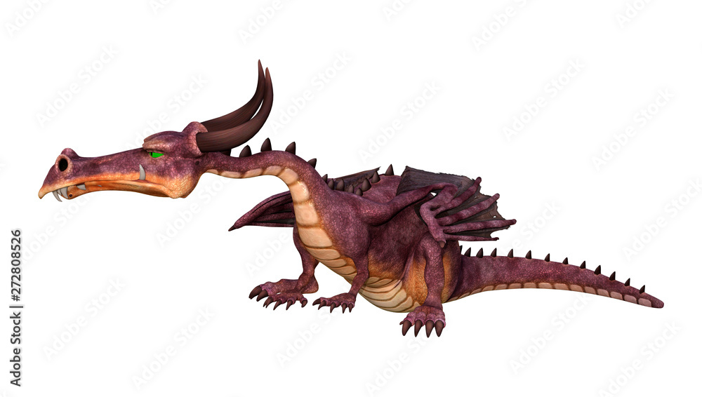 3D Rendering Fairy Tale Dragon on White 3D Rendering Fairy Tale Dragon on White