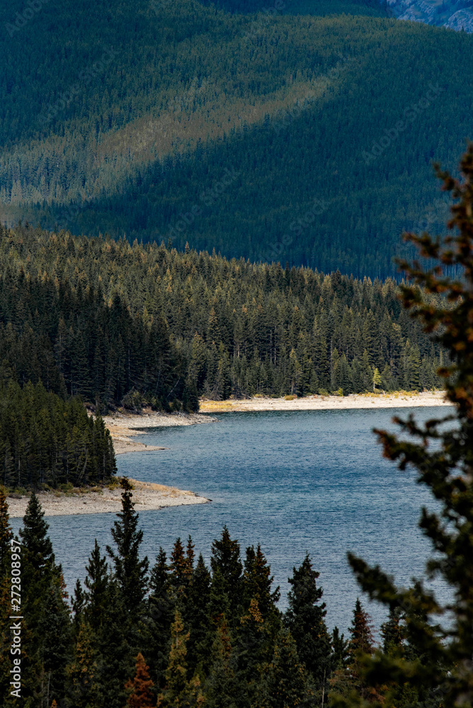 First autumn vibes around the Upper Kananaskis Lake in Canada First autumn vibes around the Upper Kananaskis Lake in Canada