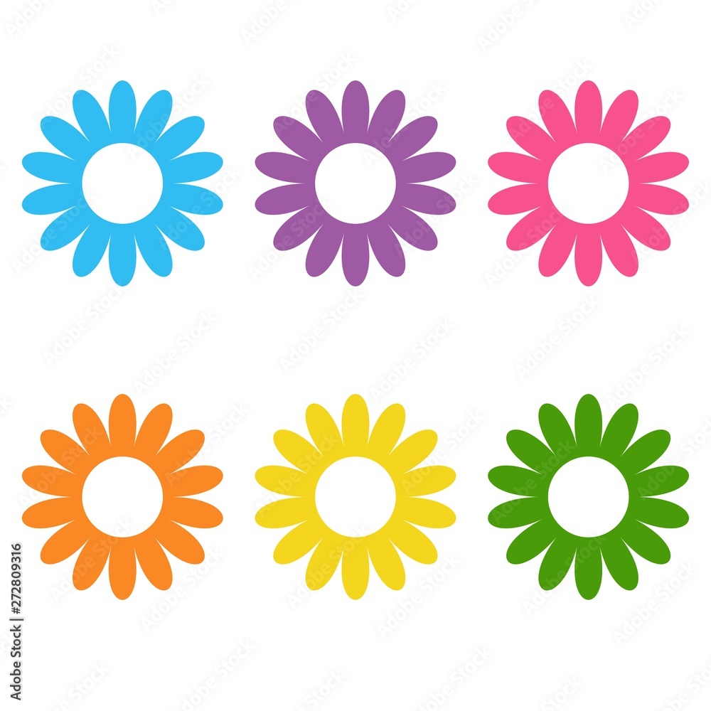 Set of flat icon flower icons in silhouette isolated on white. Set of flat icon flower icons in silhouette isolated on white.