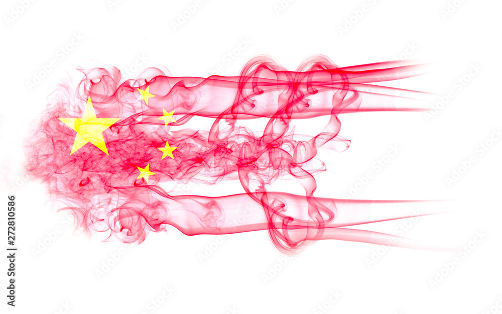 China flag with smoke texture on white background China flag with smoke texture on white background