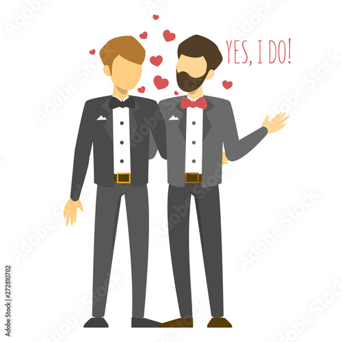 Gay wedding. Homosexual couple in the suit