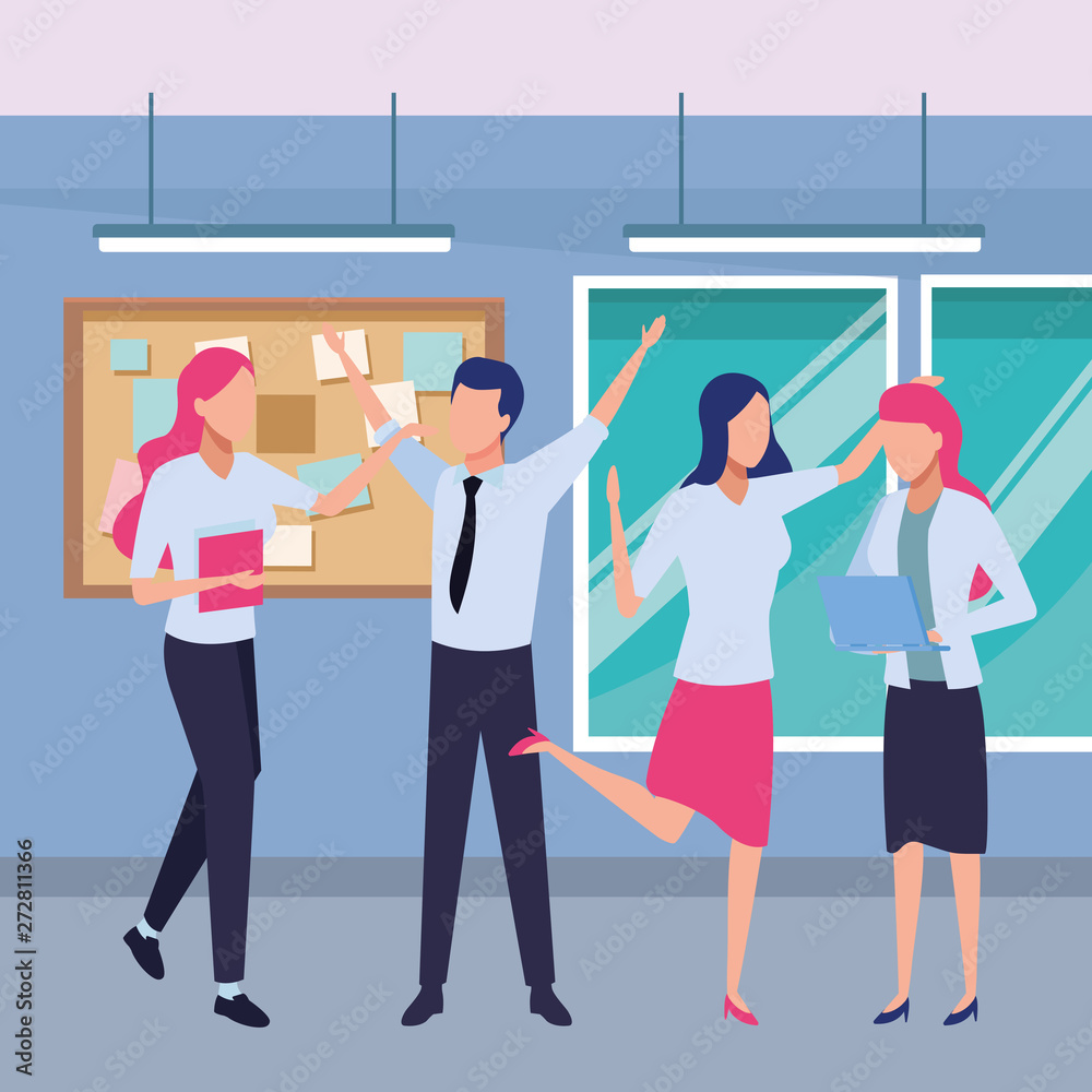 Naklejka premium Business coworkers with office supplies