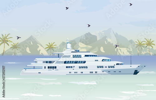 Travel boat Vector. Summer cruise journey poster templates